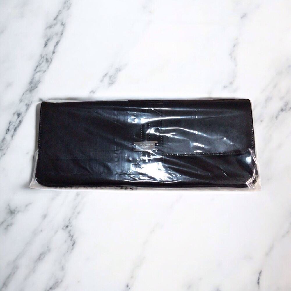 L.K. Bennett London Black Patent Leather Envelope Clutch Designer New